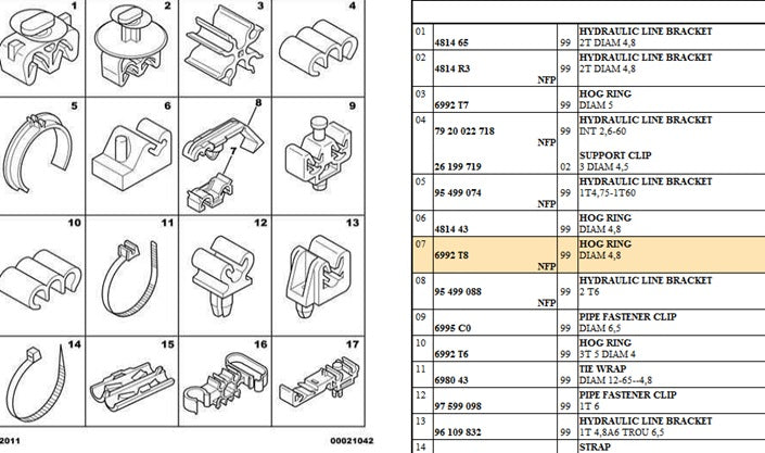 Citroen AX Hog Ring Clip, 6992T8