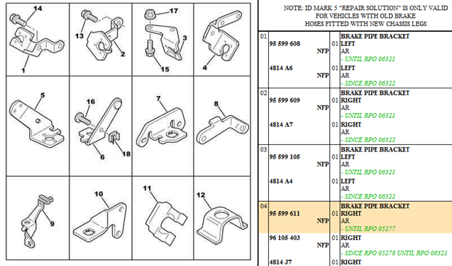 brake bracket right side 95599611
