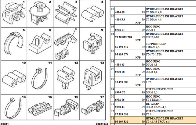 Citroen AX Hydraulic Line Bracket Clip, 96109832