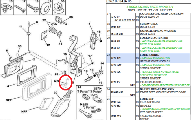 Citroen AX Door Lock Rod, 95 634 445