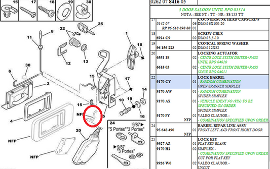 Citroen AX Door Lock Rod, 95 634 445