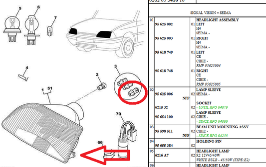 x2 Citroen AX Headlight Clips.