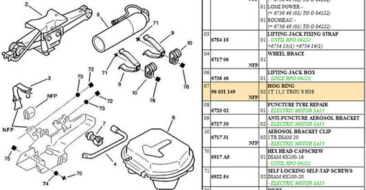 Citroen AX Spare Wheel Brace Clip, 96031149