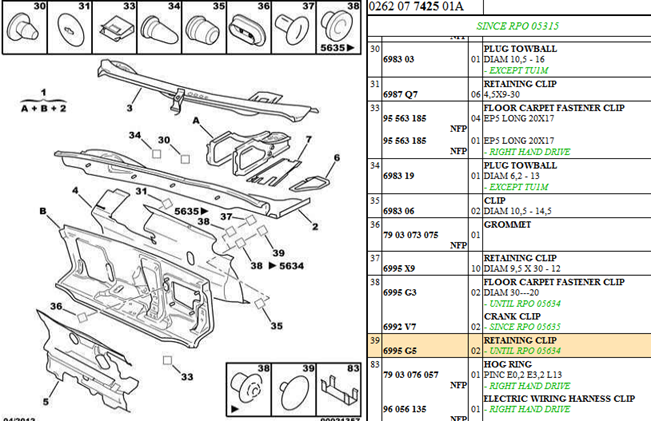 Citroen AX bulkhead retaining clip 6995G5