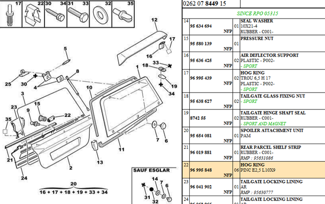 Citroen AX Hog Ring Clips, 96 995 848