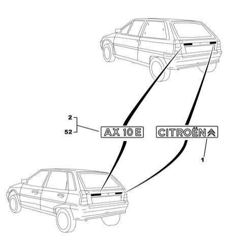 Citroen AX 10 E Rear Boot Badge, 95638521