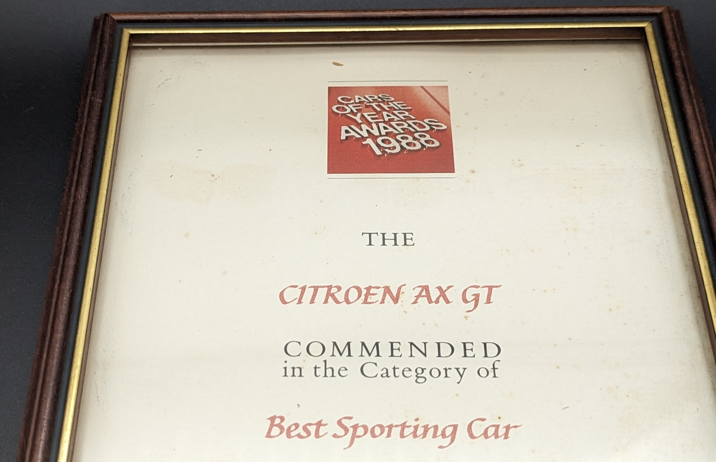 Cars Of The Years Award 1988 - Main Dealer Pictures and Frames.