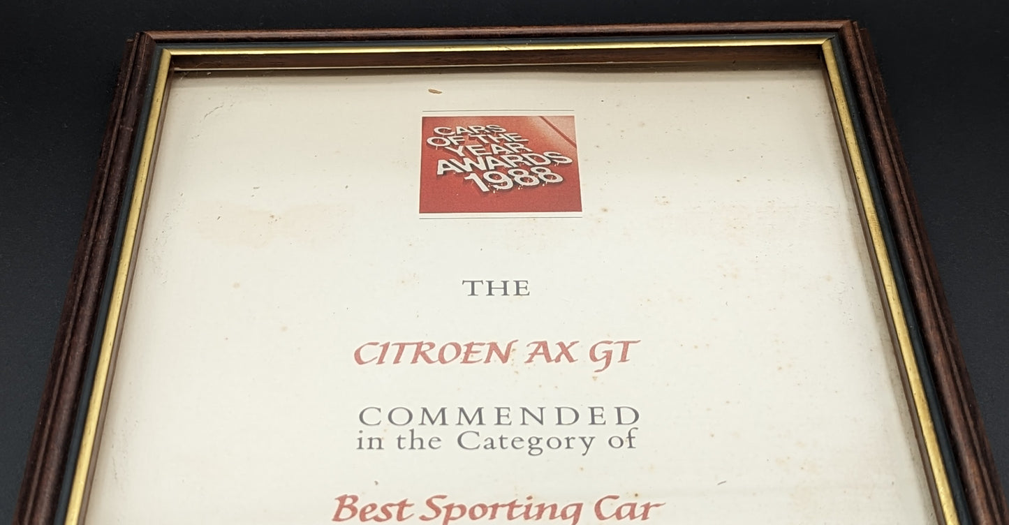 Cars Of The Years Award 1988 - Main Dealer Pictures and Frames.
