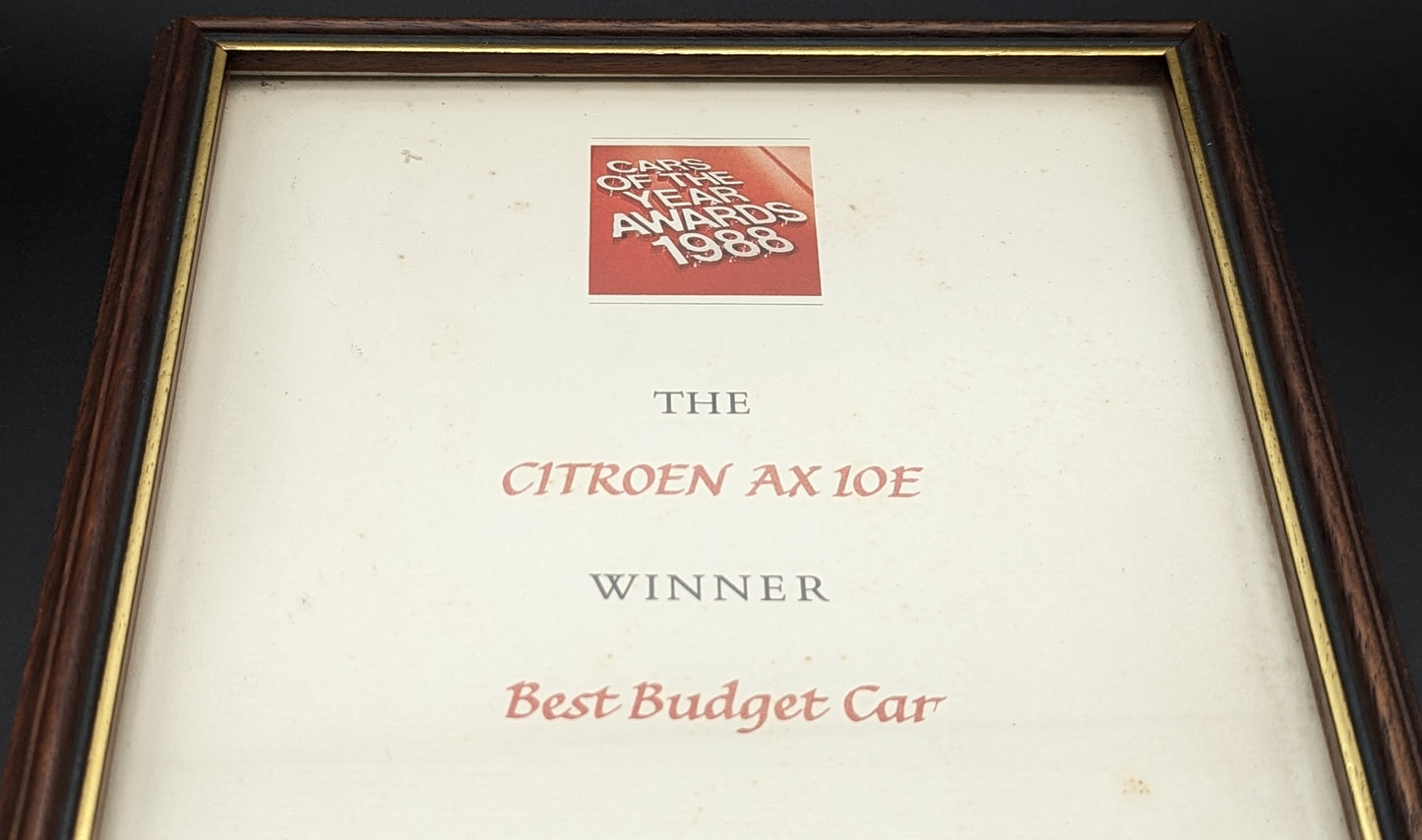 Cars Of The Years Award 1988 - Main Dealer Pictures and Frames.