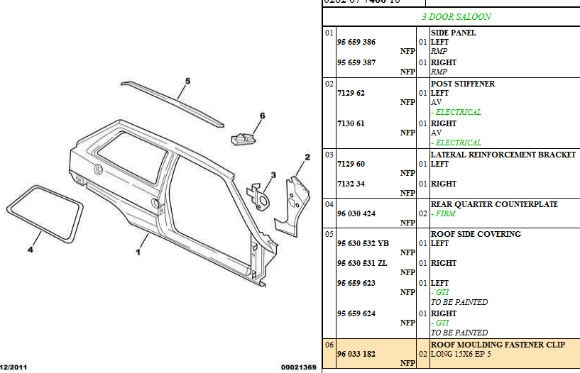 Citroen AX Roof Moulding Fastener Clip, 96 033 182, 96033182