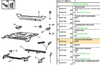 Citroen AX Rear Floor Reinforcement Stiffner, 95603130
