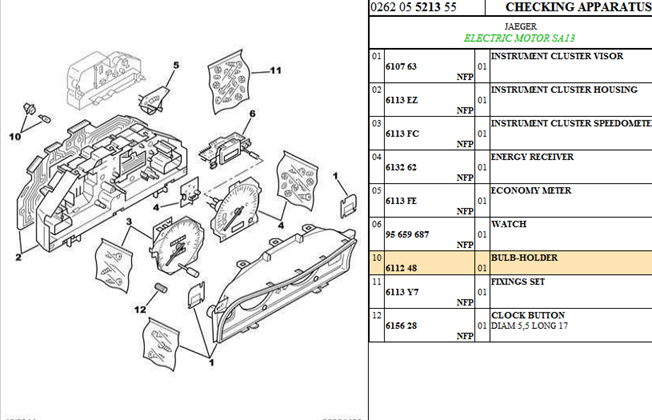 Citroen AX Cluster Bulb Holder, 75467140